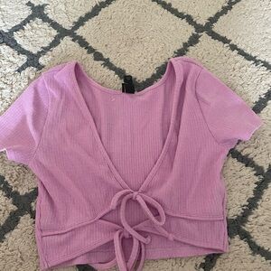 Women's Pink Tie-Front Top